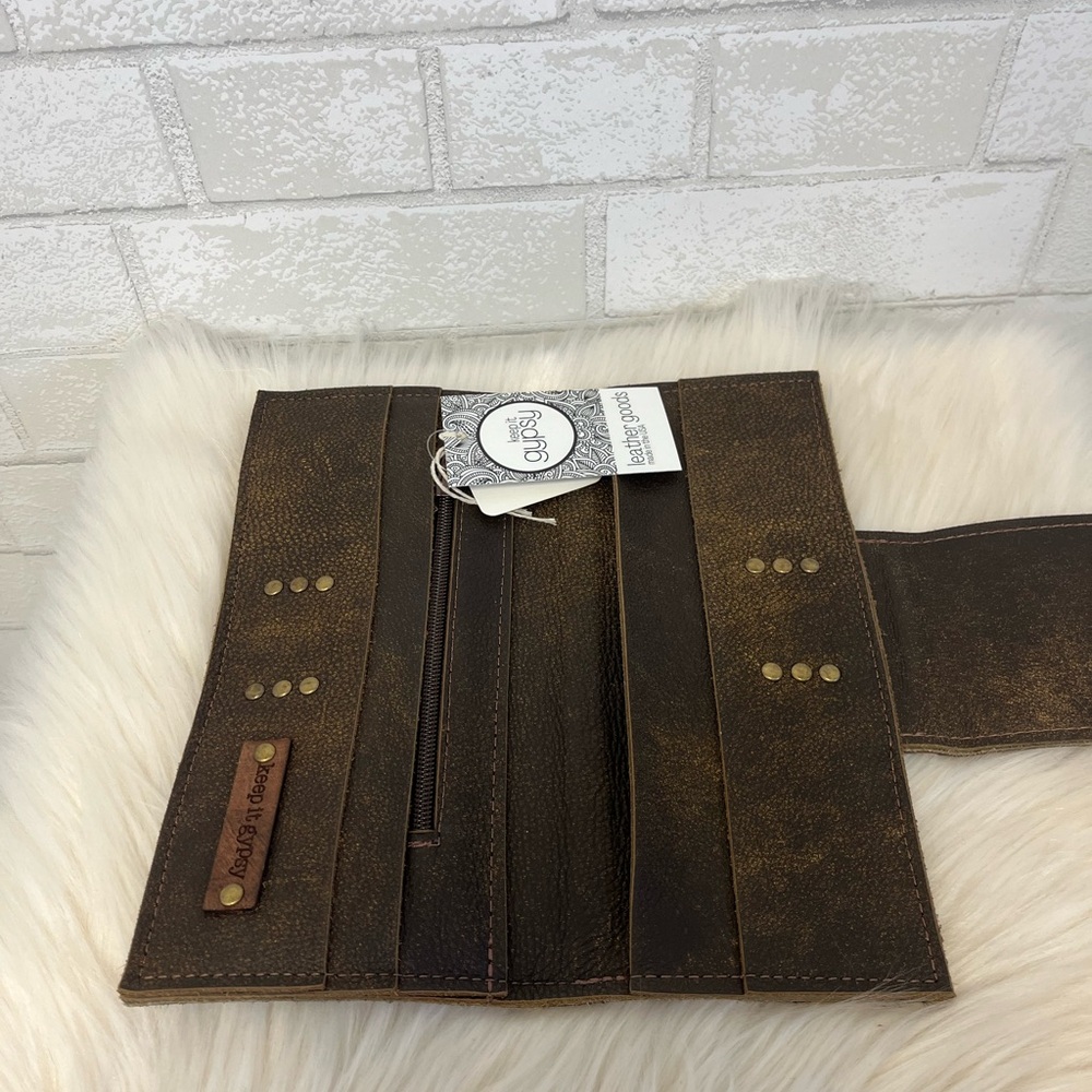Keep It Gypsy Upcycled Leopard Leather Large Wallet - Picture 6 of 7